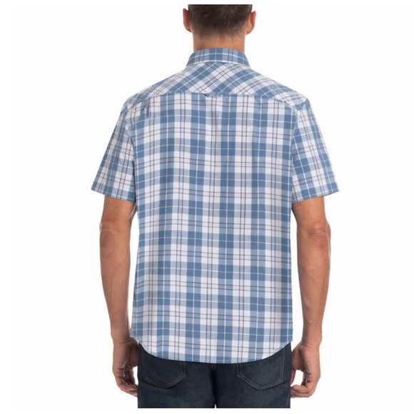 Hurley Men's Blue/White Plaid Woven Short Sleeve Shirt - Picture 4 of 5